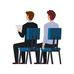 back businessmen sitting in chair isolated icon vector illustration design