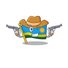 Canvas Print - Flag rwanda cartoon character as a Cowboy holding guns