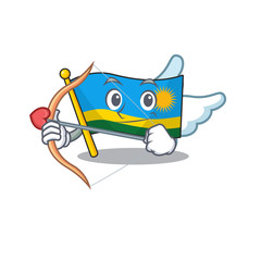 Canvas Print - Cute flag rwanda Cupid cartoon character with arrow and wings