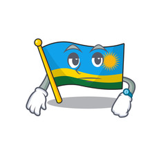 Wall Mural - Waiting flag rwanda on cartoon character mascot design