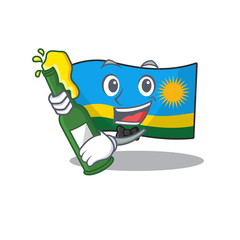 Poster - Cool flag rwanda with beer mascot cartoon style