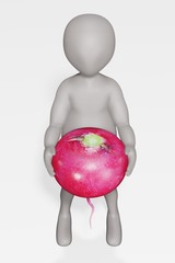 Wall Mural - 3D Render of Cartoon Character with Radish