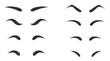 Eyebrow shapes. Various types of eyebrows. Makeup tips. Eyebrow shaping for women. Classic type and different thickness of brows.