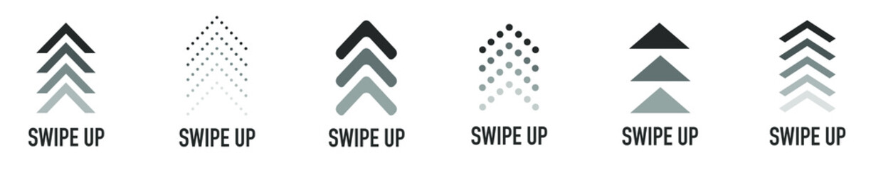 Poster - swipe up buttons set for social media. flat design icons.