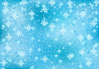 Wall Mural - Winter christmas background with snowflakes on a blue background.
