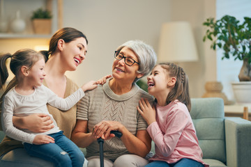 Wall Mural - girls, their mother and grandmother