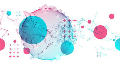 abstract sphere background with plexus effect. 3d surface.