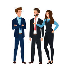 Sticker - business people meeting avatar character vector illustration design