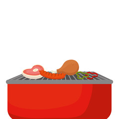 Poster - oven barbecue with food isolated icon vector illustration design