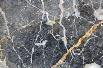 Wall Mural - Patterned natural of Dark gray marble (Russia Gold) texture for interior or other design.