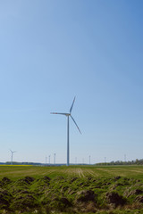 Poster - Bright blue sky moving and wind turbine