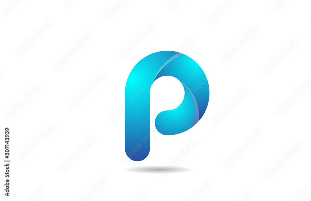 blue gradient logo p alphabet letter design icon for company Stock ...