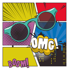 Canvas Print - poster pop art style with sunglasses accessory