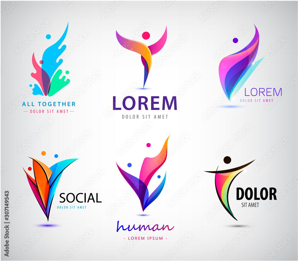 Man, human logos. People, community, creative hub, social connection ...
