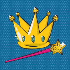 Poster - poster pop art style with crown and wand