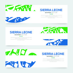 Poster - Banner Flag of Sierra Leone ,Contain Random Arabic calligraphy Letters Without specific meaning in English ,Vector illustration