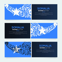 Poster - Banner Flag of Somalia ,Contain Random Arabic calligraphy Letters Without specific meaning in English ,Vector illustration