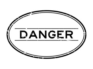 Sticker - Grunge black danger word oval rubber seal stamp on white background