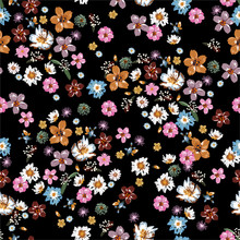 Colorful And Stylish Of Liberty Small Booming Floral And Meadow Flowers Seamless Pattern In Vector,Dessign For Fashion,fabric,wallpaper,wrapping And All Prints