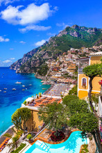 Wonderful Amalfi Coast - Beautiful Positano - Popular For Summer Holidays. Travel And Landmarks Of Italy