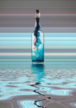 Blue Smoke Inside The Bottle. Modern Art