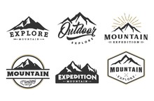 Vintage Mountain Logo, Icon And Template