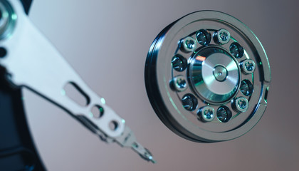 Aufkleber - Close up detail of an open hard disk background.