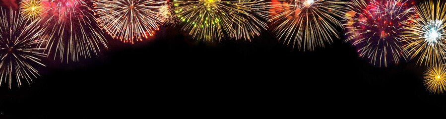 Wall Mural - frame of fireworks isolated on black background