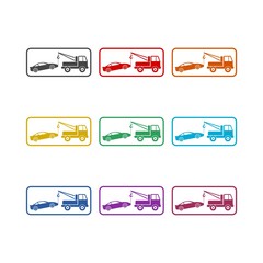 Canvas Print - Tow car color icon set isolated on white background