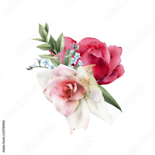 Bouquet with tropical flowers, can be used as greeting card, invitation card ...