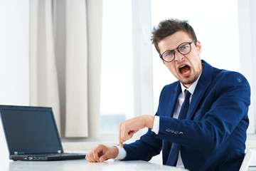 Poster - businessman working on laptop