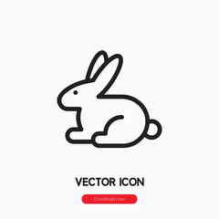 Poster - Rabbit icon vector. Linear style sign for mobile concept and web design. Rabbit symbol illustration. Pixel vector graphics - Vector.