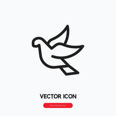 Poster - Dove icon vector. Linear style sign for mobile concept and web design. Dove symbol illustration. Pixel vector graphics - Vector.