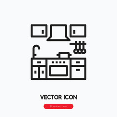 Poster - kitchen icon vector. Linear style sign for mobile concept and web design. kitchen symbol illustration. Pixel vector graphics - Vector.
