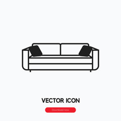 Poster - Sofa icon vector. Linear style sign for mobile concept and web design. Sofa symbol illustration. Pixel vector graphics - Vector.