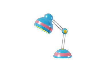 Poster - Table lamp cartoon style bright blue color isolated background. Minimalistic concept decor classroom, office, nursery. 3D rendering
