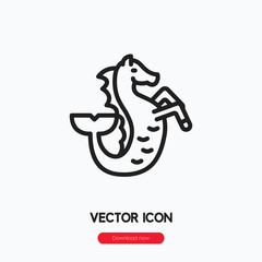 Poster - Seahorse icon vector. Linear style sign for mobile concept and web design. Seahorse symbol illustration. Pixel vector graphics - Vector.	