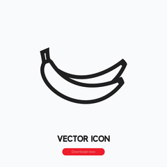Poster - Banana icon vector. Linear style sign for mobile concept and web design. Banana symbol illustration. Pixel vector graphics - Vector.	