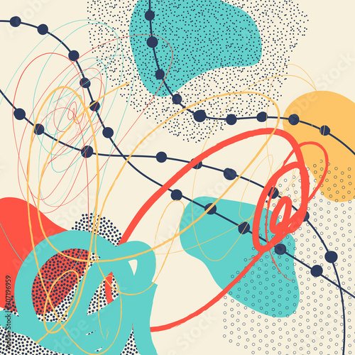 Creative geometric colorful background with patterns. Collage. Design for pri...
