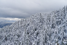 Panoramic Image Showing The Snow-dusted San Gabriel Mountains In Los Angeles County. 