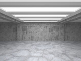 Fototapeta Przestrzenne - Dark concrete empty room. Modern architecture design