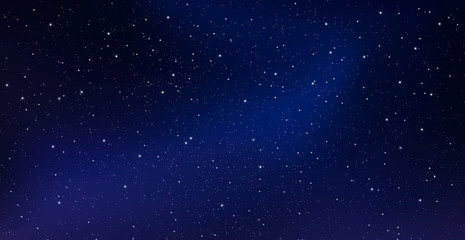 night starry sky, blue shining space. abstract dark background with stars, cosmos. vector illustrati
