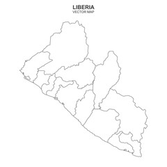  political map of Liberia isolated on white background