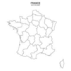  political map of France on white background
