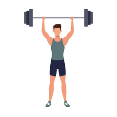 Poster - avatar man lifting weights icon, flat design