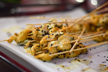 Poster - Chicken skewers on the baking tray