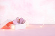 © shintartanya - Valentine's day.Gift boxes set in pink on a monochrome background, holiday concept, wedding invitation, birthday cards and mothers day