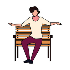 Sticker - young man sitting in chair on white background