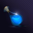 Glass bottle with blue potion, mana potion, blue water