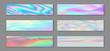 Neon holo stylish banner horizontal fluid gradient princess backgrounds vector set. Pearlecent 